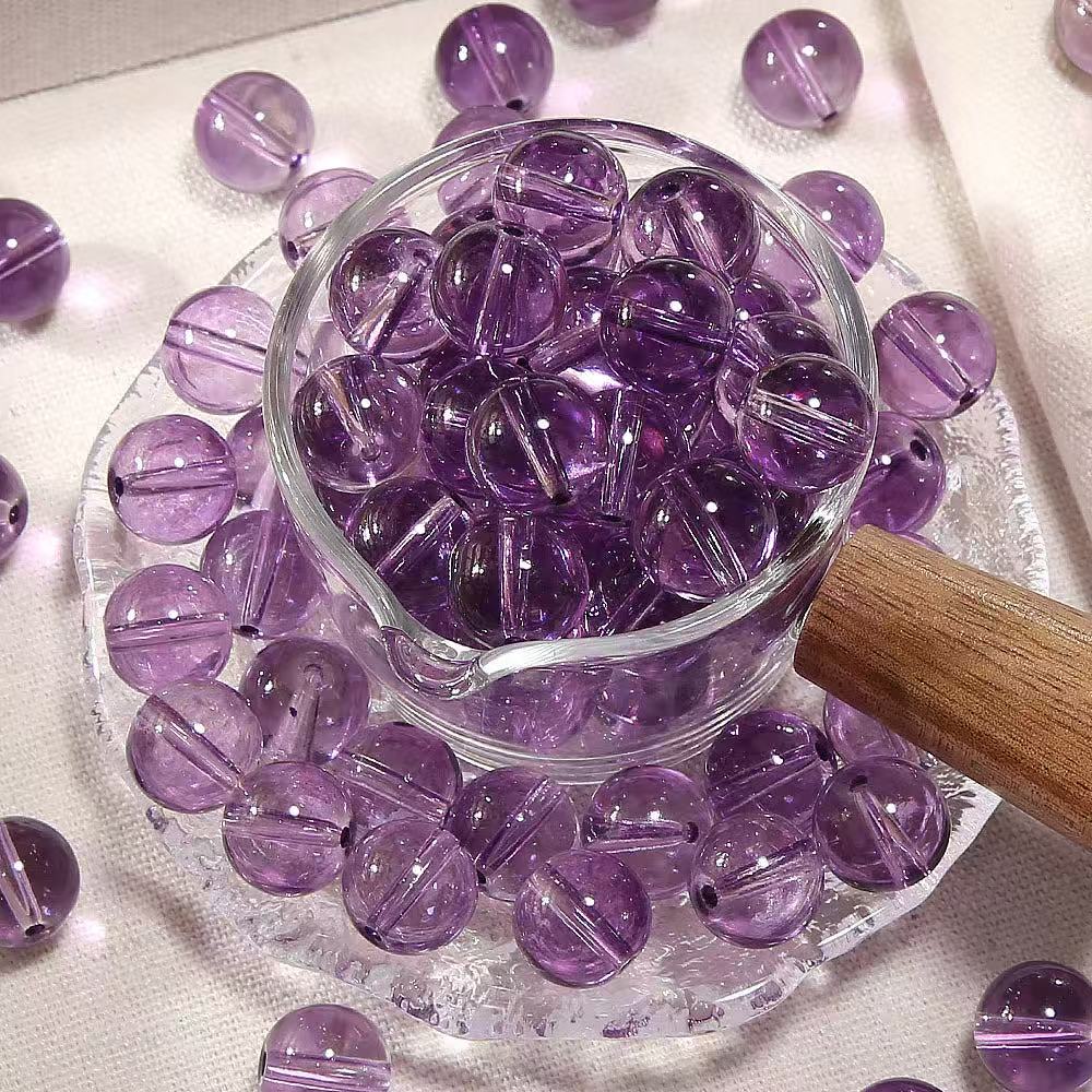 AJ327 20pcs 12mm Purple Glass Beads - Round Spacer Beads for DIY Jewelry Making & Crafting