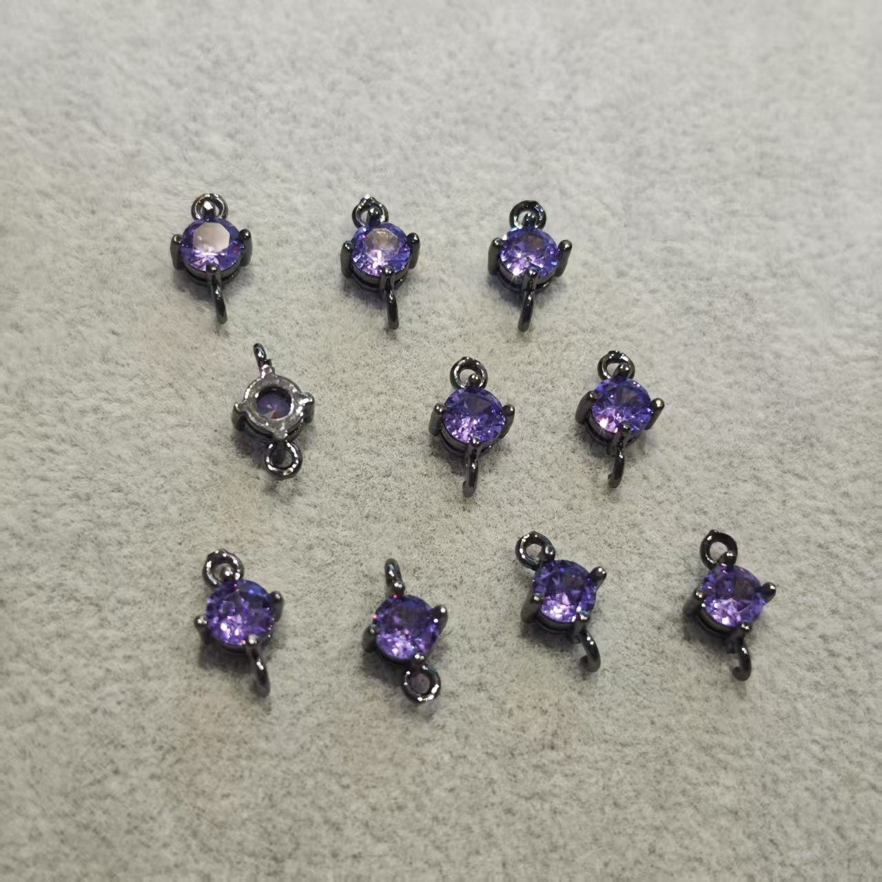 AJ260 【10pcs Purple Zircon Connectors - Jewelry Making Links for Bracelets Necklaces