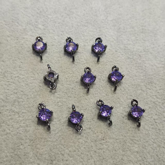 AJ260 【10pcs Purple Zircon Connectors - Jewelry Making Links for Bracelets Necklaces