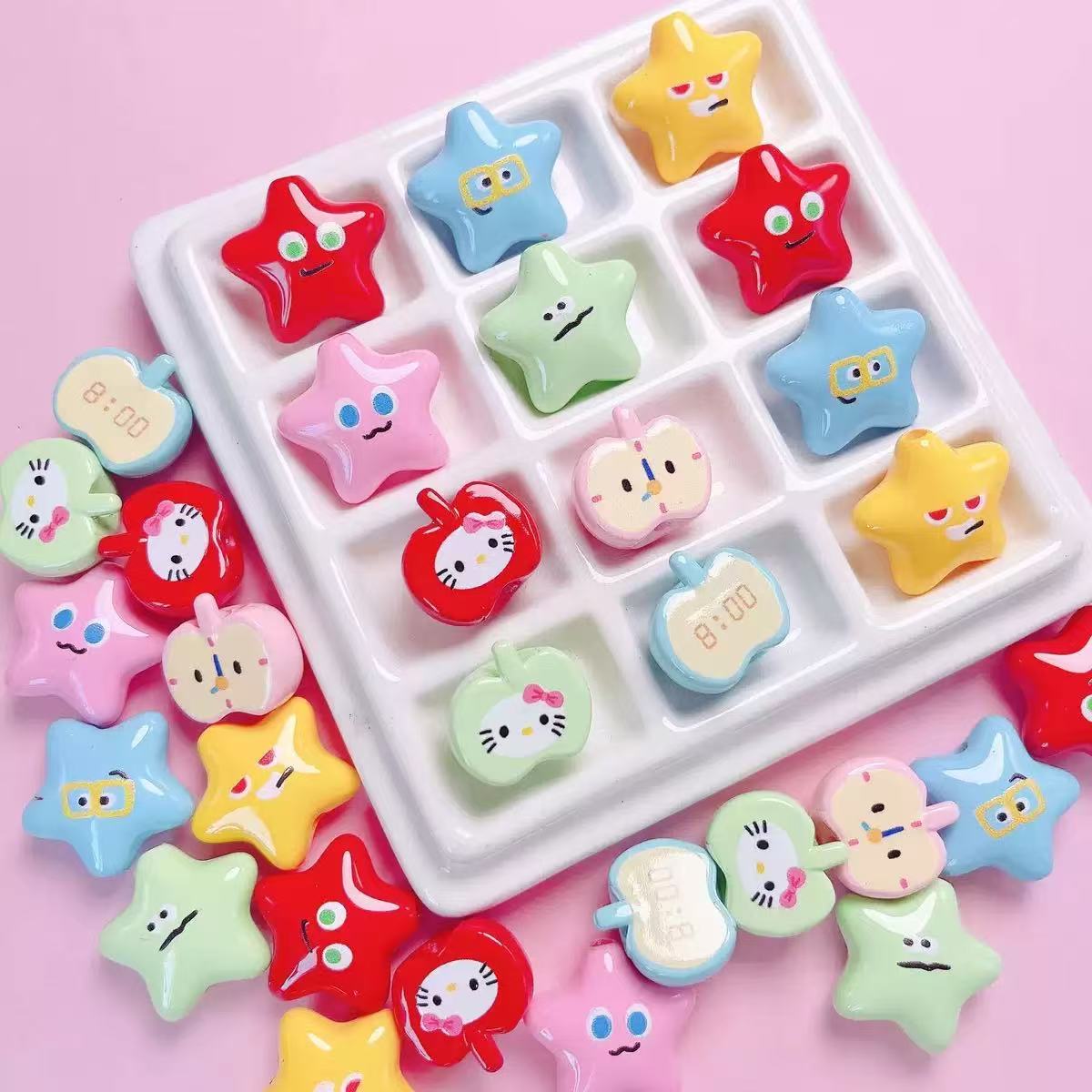 AJ215【20pcs Random Cartoon Acrylic Beads - Assorted Cute Character Beads