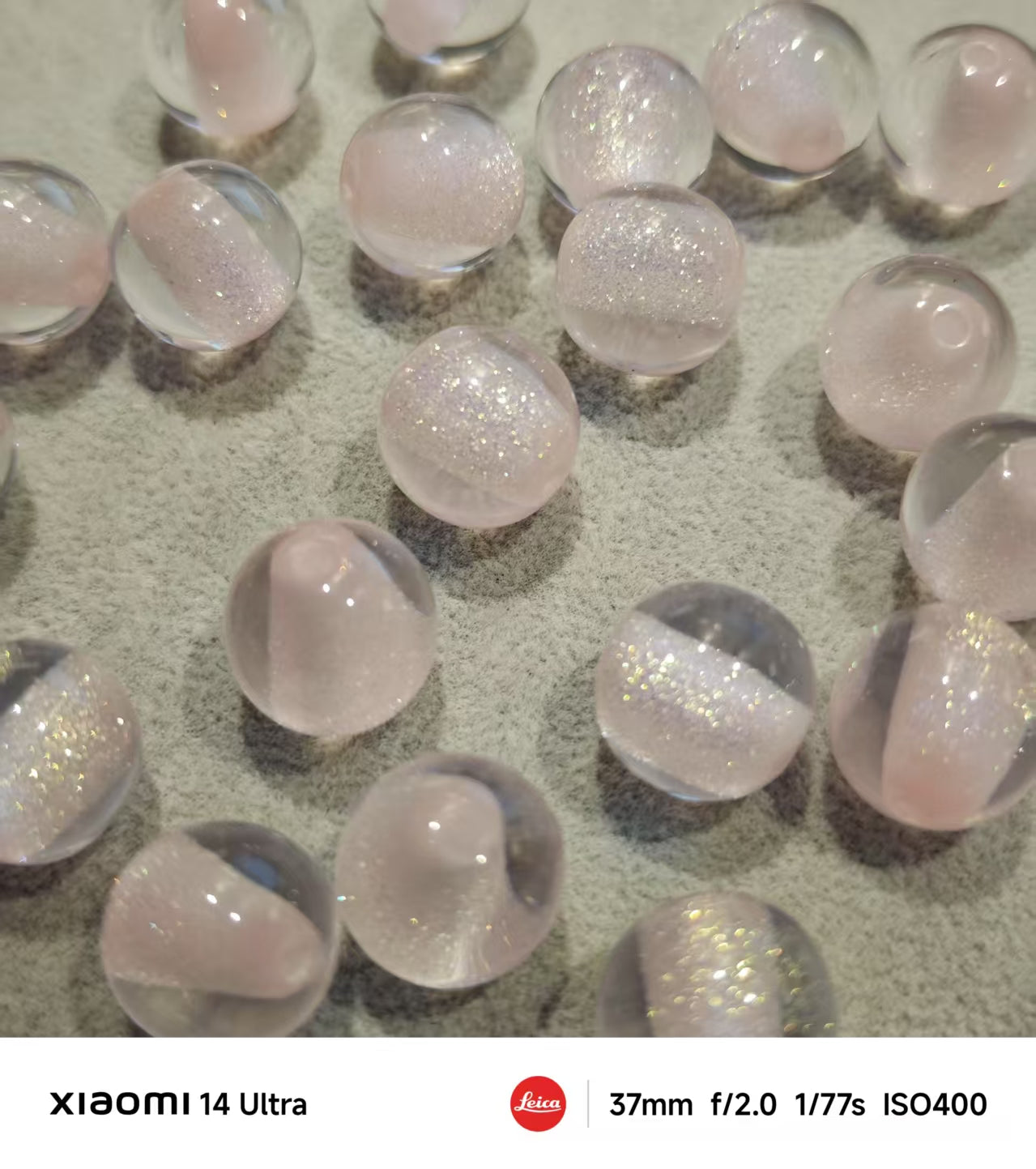 AJ367 【10pcs】 Pink Glitter Resin Beads - 15mm Large