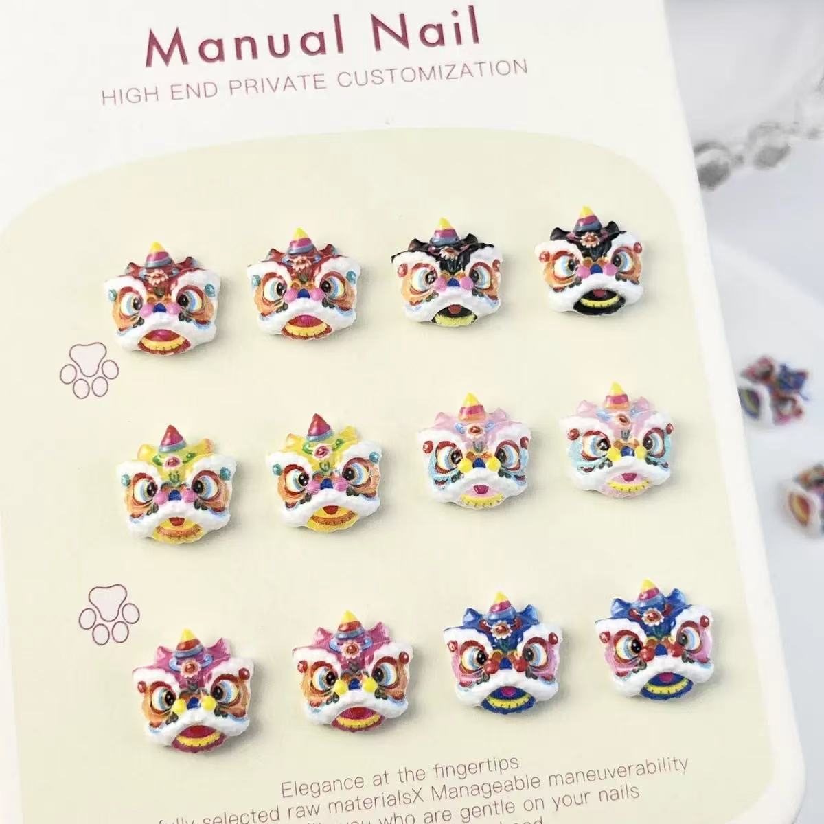 AJ155【30pcs Chinese Style Lion Dance Nail Art Decorations
