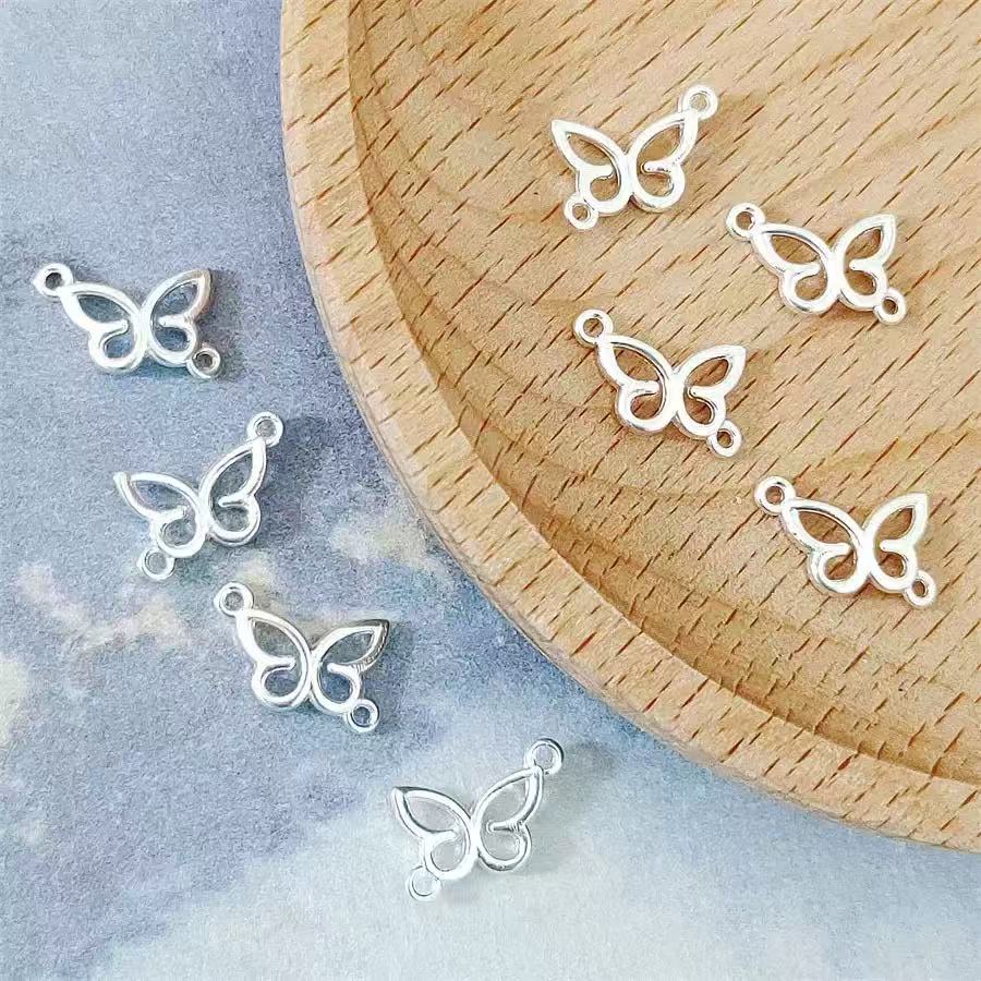 AJ266【100pcs Silver Butterfly Links - 11.5x7.5mm Jewelry Connectors for DIY Bracelets/Necklaces