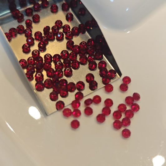 AJ133 /100pcs 3mm Faceted Red Resin Beads
