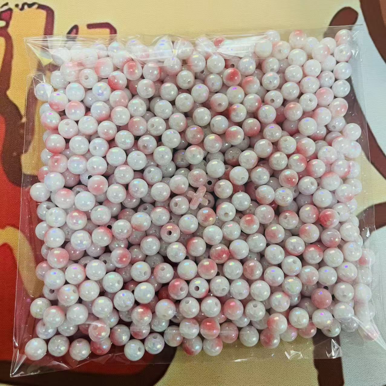 AJ062【In stock】1100pcs 6mm Aurora pink Acrylic Beads – 1.6mm Hole