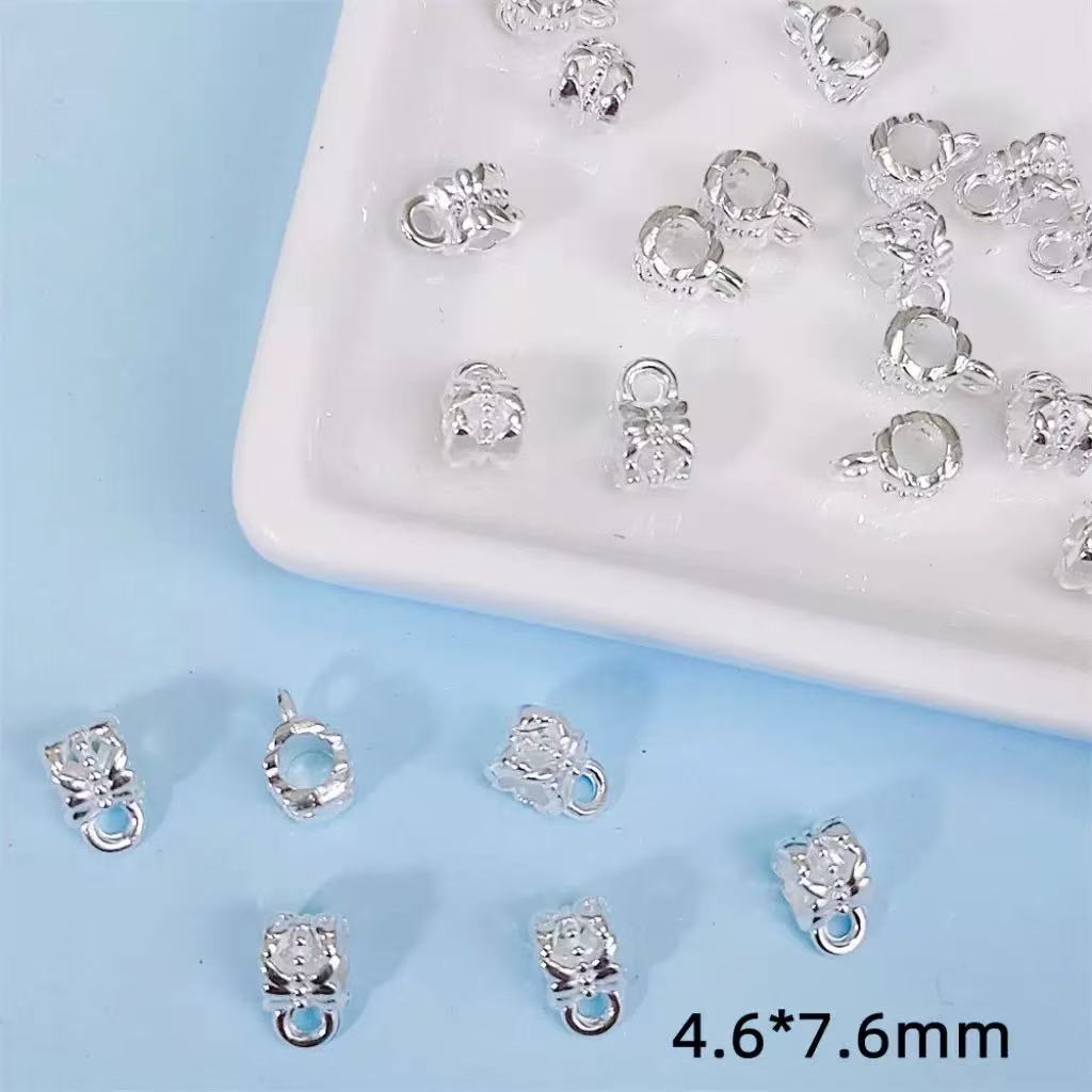 AJ308 30pcs Silver Teacup Spacer Beads - Whimsical Jewelry Connectors for DIY Bracelets