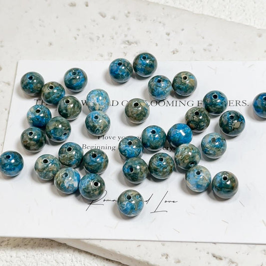 B004 【25 pcs】 8mm Oil Painting Style Glass Beads