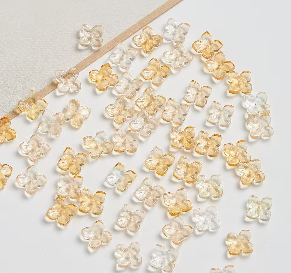 H108【40PCS】10mm glass bead-four-leaf clover