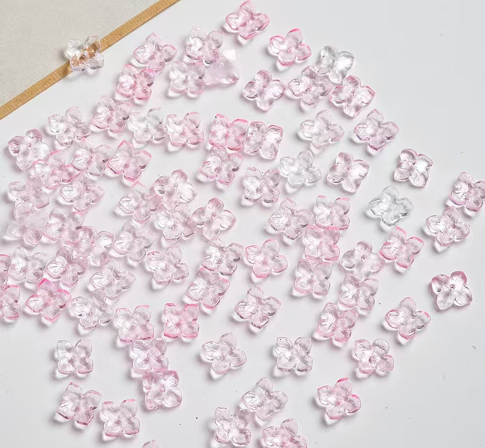 H112【40PCS】10mm glass bead-four-leaf clover