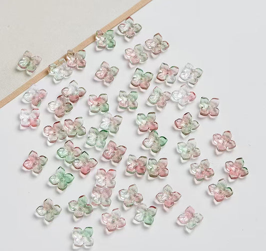 H105【40PCS】10mm glass bead-four-leaf clover