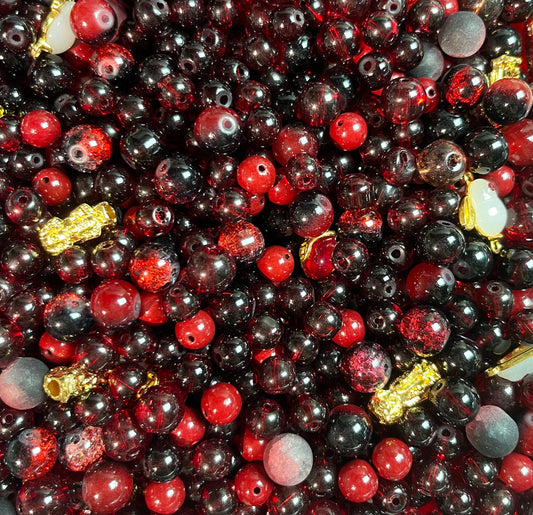 B530 black&red beads mix
