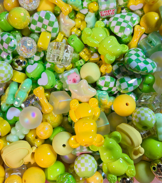 B544 yellow&green beads mix