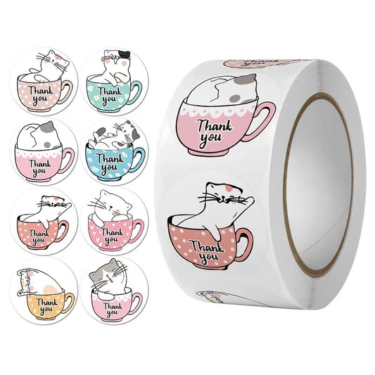 B704 Tea Cup Cat Sticker