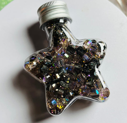 B738 5x8mm disco ball crystal beads （black&purple）