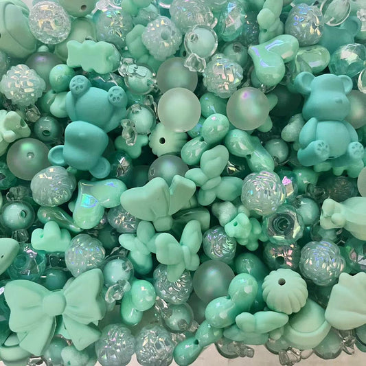 B614 mint green beads mix-6