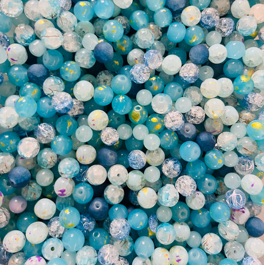B799 sky blue glass beads mix