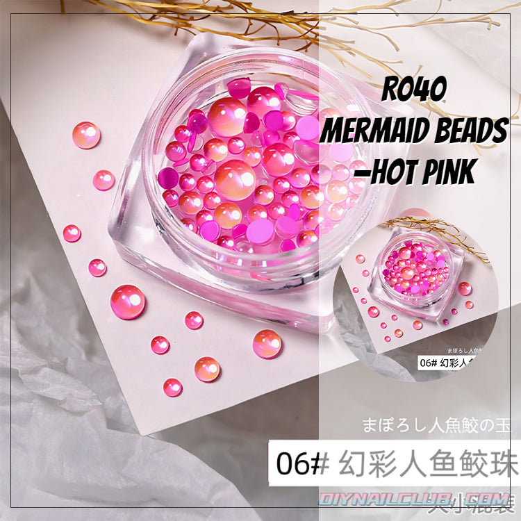 B041 mermaid beads —hot pink
