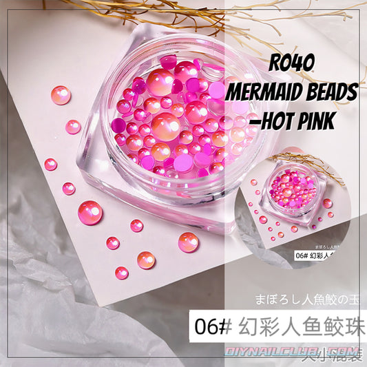 B041 mermaid beads —hot pink