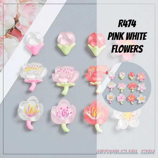 A0555 Pink white  flowers(PRE-SALE)