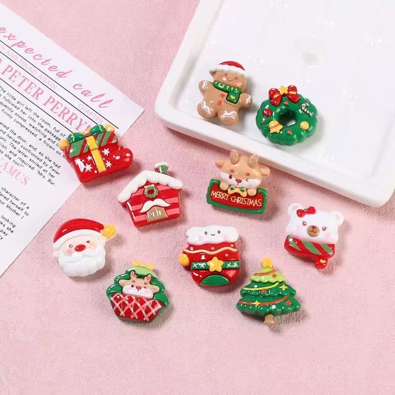 AJ291【20pcs Christmas Charms (10 Styles × 2 Finishes) - Glossy & Matte Holiday Pendants for DIY