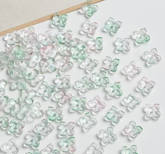 H106【40PCS】10mm glass bead-four-leaf clover