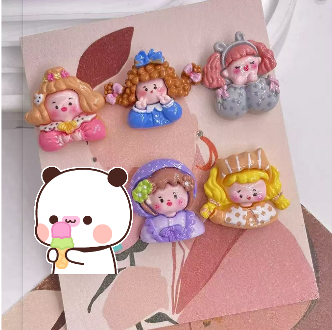 AJ286 25pcs Resin Girl Figurines (5 Styles × 5) - Cute Miniature Dolls for DIY Crafts