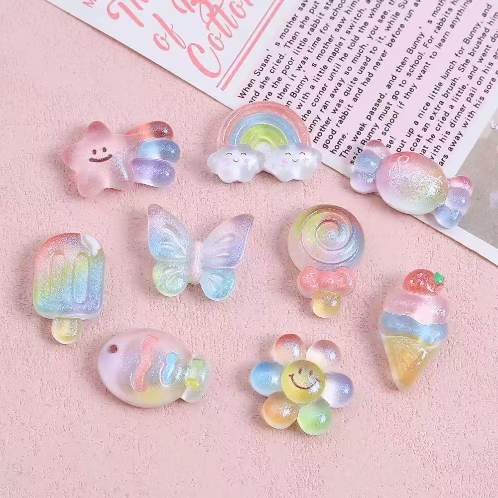Yv053【presale】Gradual Color-Changing Flower Cartoon DIY Resin Craft