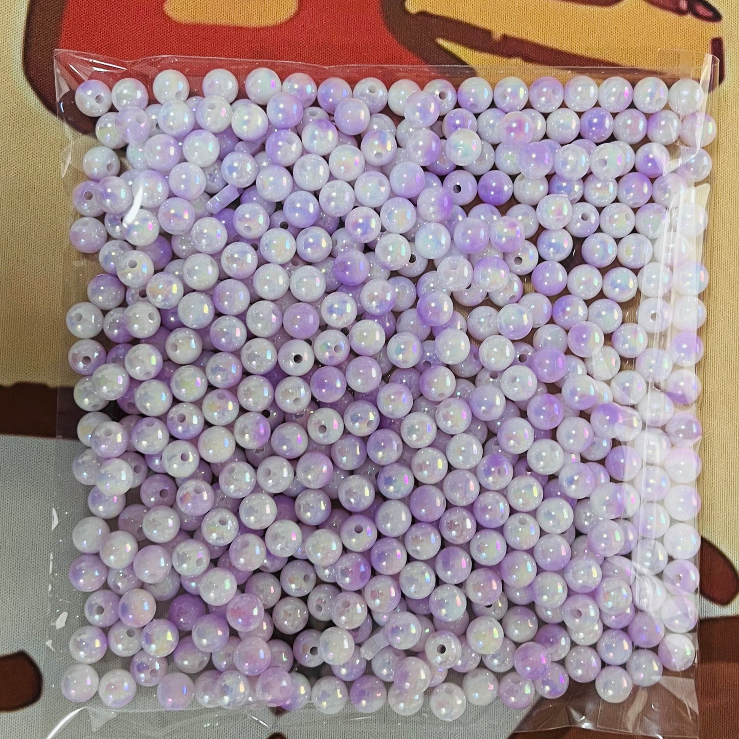 AJ063【In stock】1100pcs 6mm Aurora purple Acrylic Beads – 1.6mm Hole