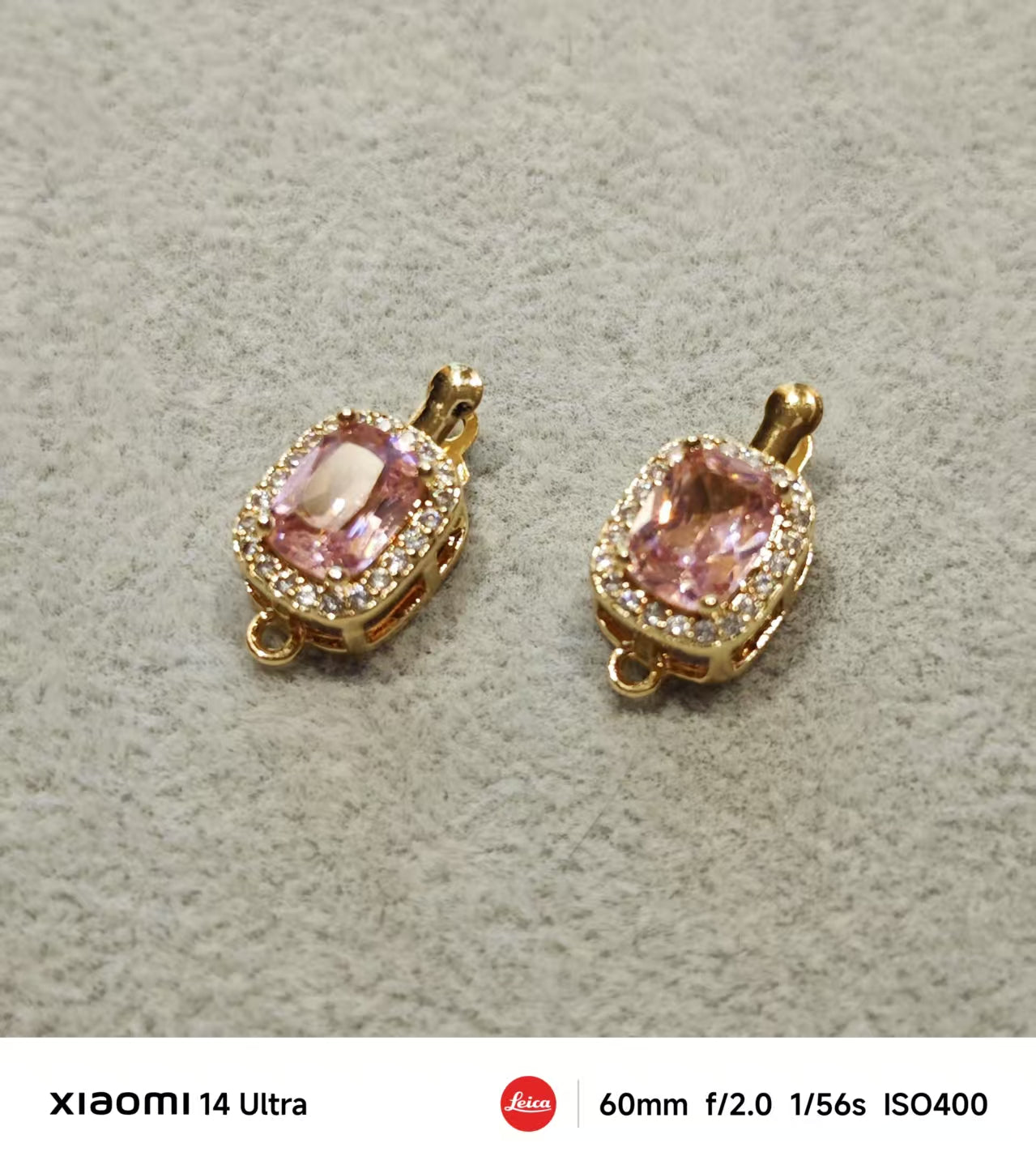 AJ356 【2Pcs】 2 Pcs Pink Zircon Snap Clasps