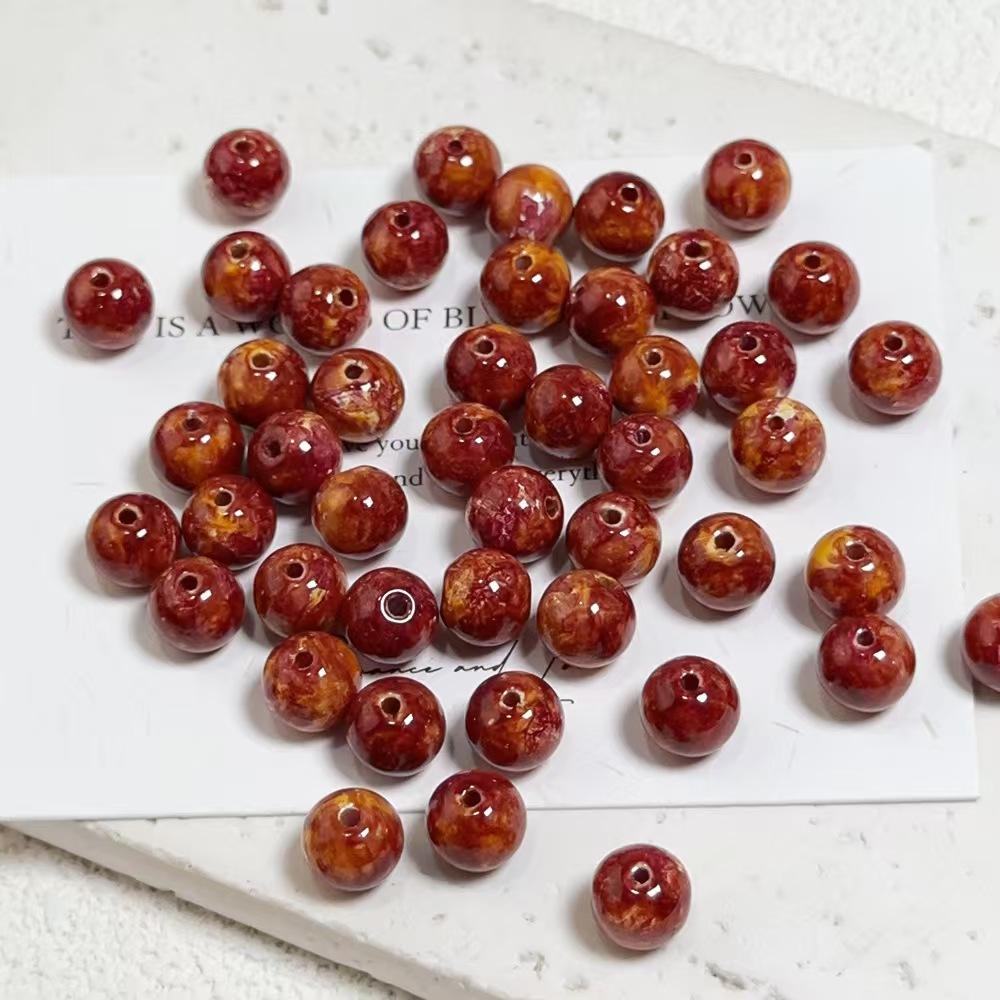 B002 【25 pcs】 8mm Oil Painting Style Glass Beads