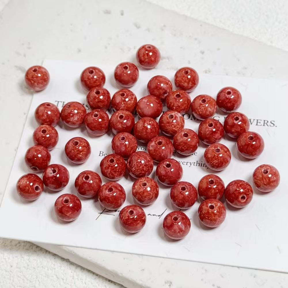 B004 【25 pcs】 8mm Oil Painting Style Glass Beads