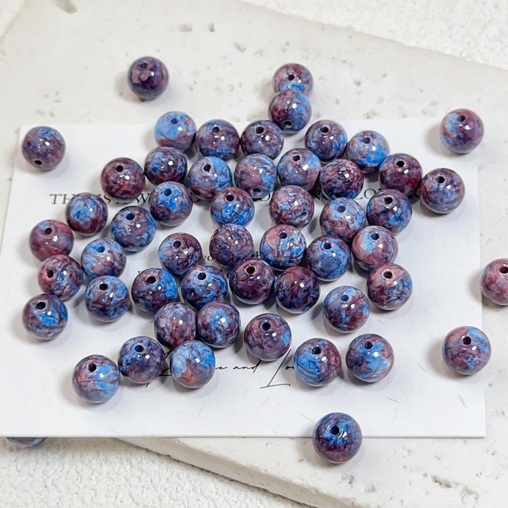 B007 【25 pcs】 8mm Oil Painting Style Glass Beads