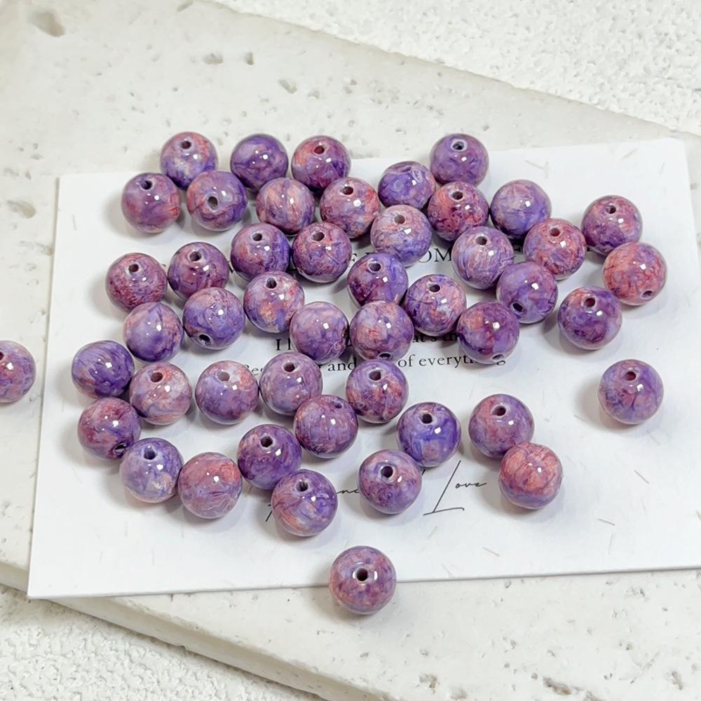 B008 【25 pcs】 8mm Oil Painting Style Glass Beads