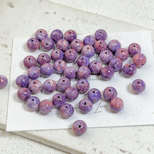 B008 【25 pcs】 8mm Oil Painting Style Glass Beads