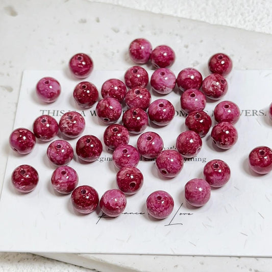 B010【25 pcs】 8mm Oil Painting Style Glass Beads