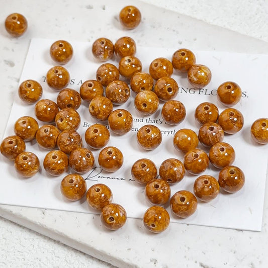 B012【25 pcs】 8mm Oil Painting Style Glass Beads