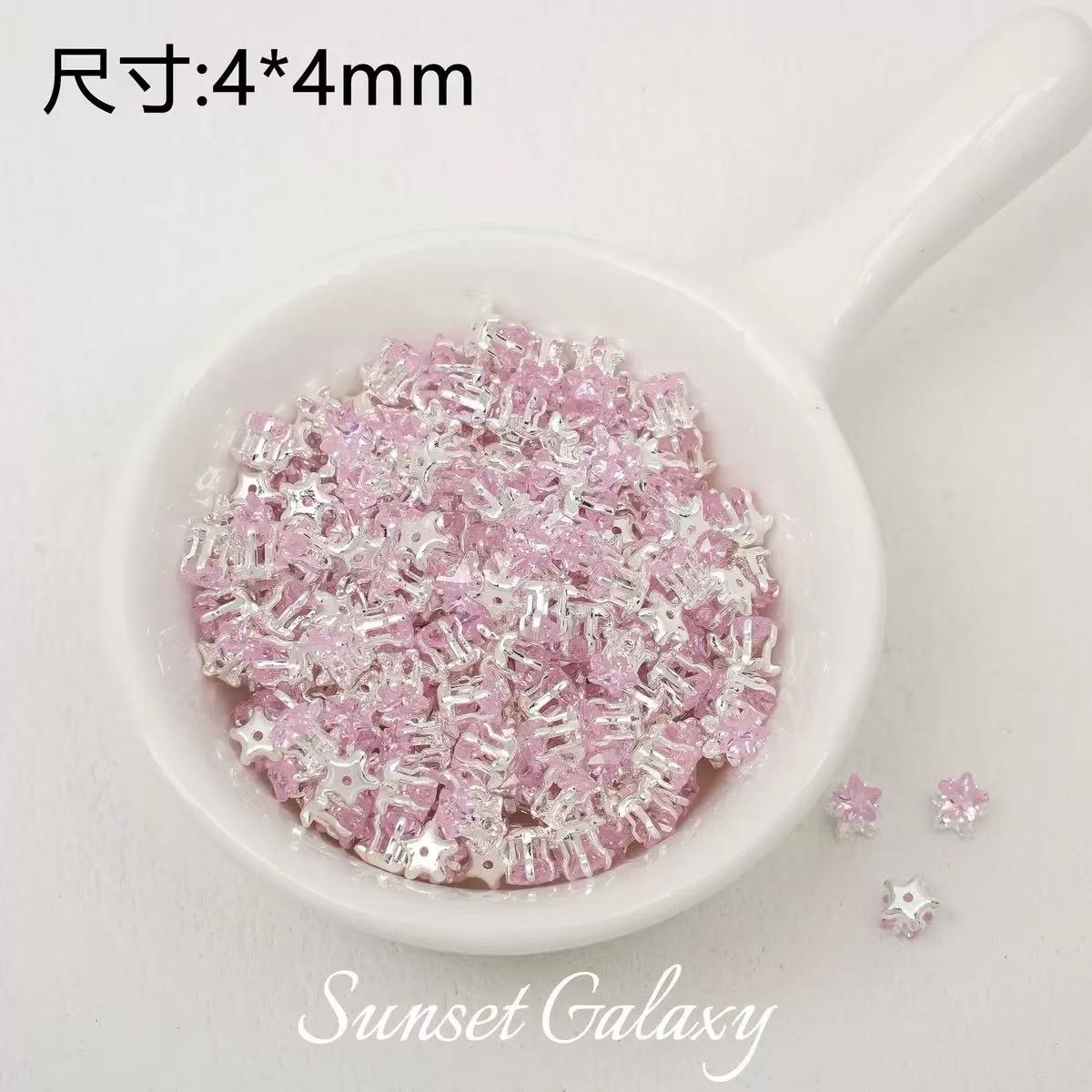 AJ317 20pcs Pink Star-Shaped Zircon Charms – Sparkling Cubic Zirconia (CZ) Pendants for DIY Jewelry"
