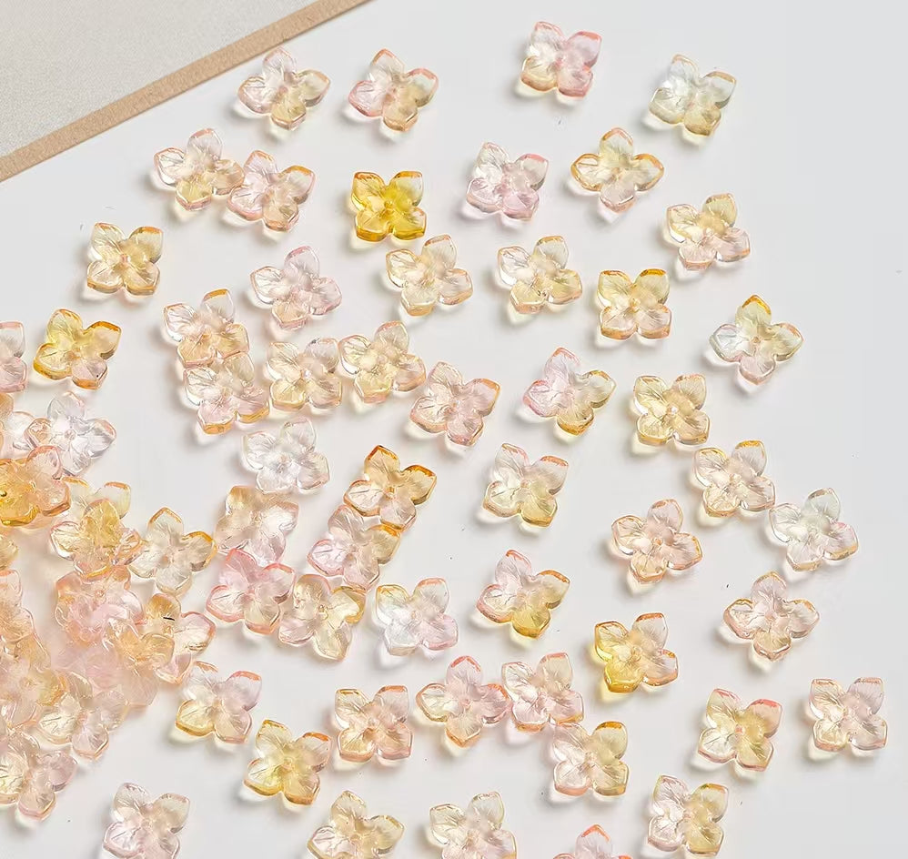 H107【40PCS】10mm glass bead-four-leaf clover