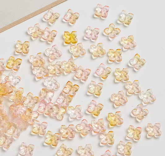 H107【40PCS】10mm glass bead-four-leaf clover