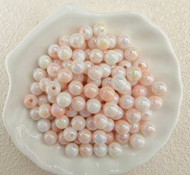 AJ061【In stock】1100pcs 6mm Aurora orange Acrylic Beads – 1.6mm Hole