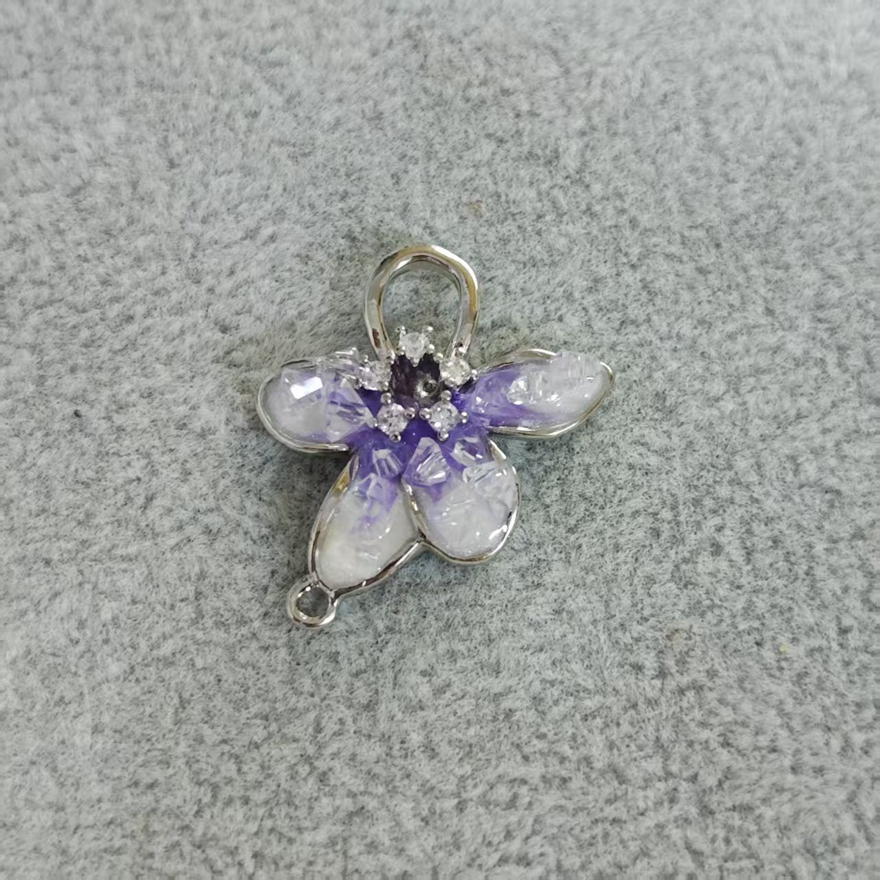 AJ312 "1pc White Gold Plated Amethyst Clasp