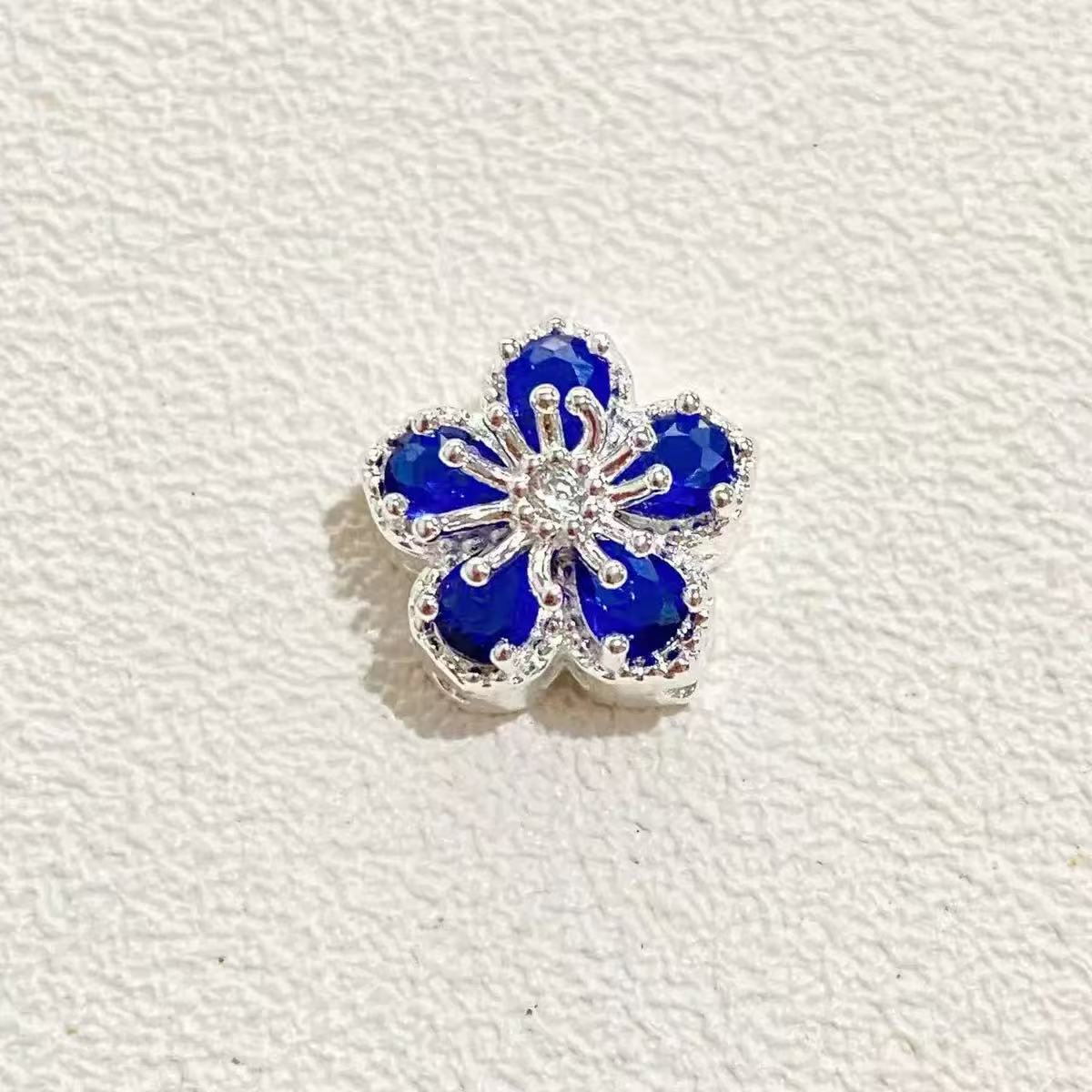 AJ379 12mm Blue Zircon Flower Bead - Sparkling Crystal Floral Spacer for DIY Jewelry Making"