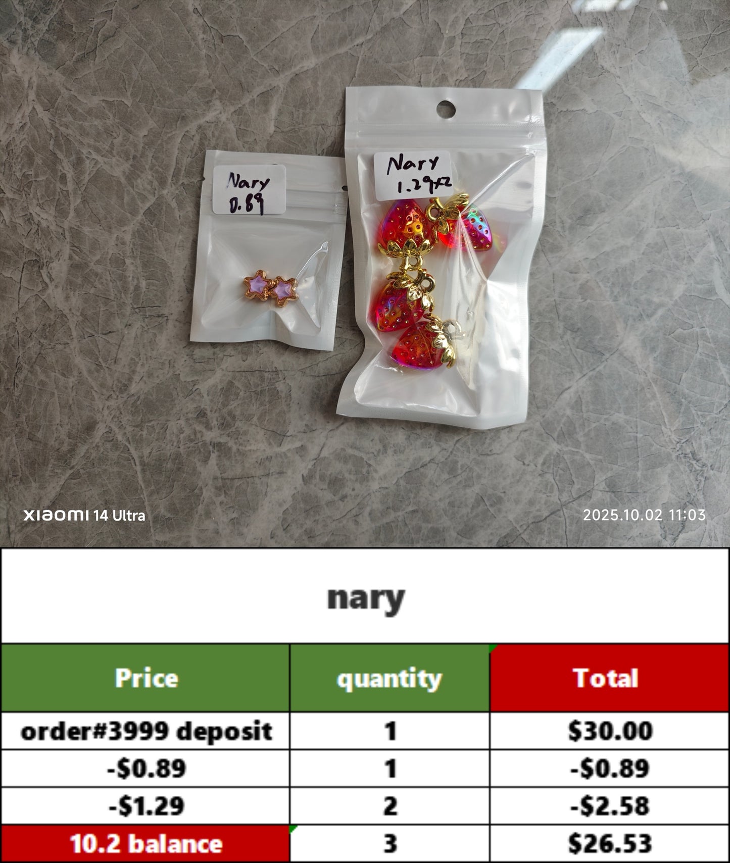 Nary -Pending Payment（-$1.3）