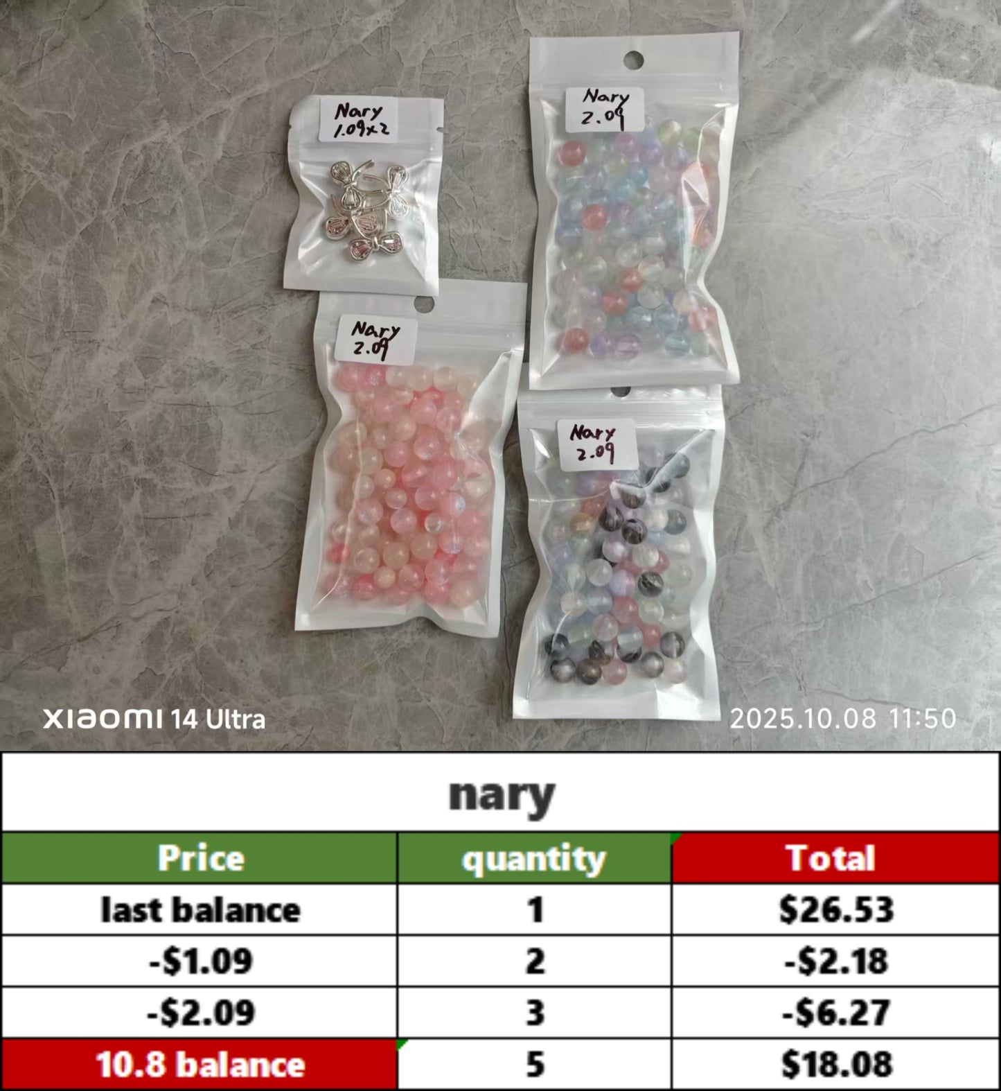 Nary -Pending Payment（-$1.3）