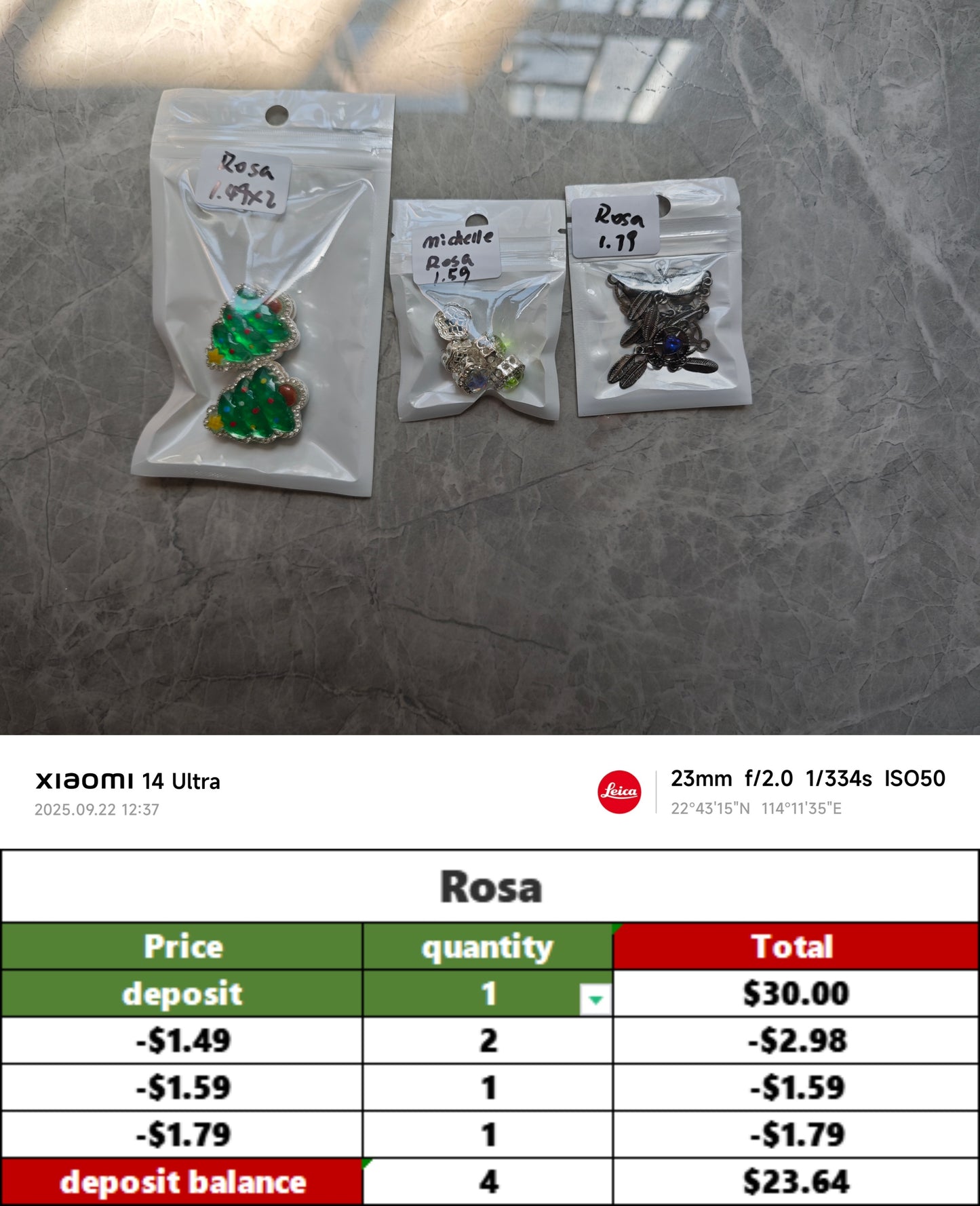 ROSA -pending payment（$-112.33）