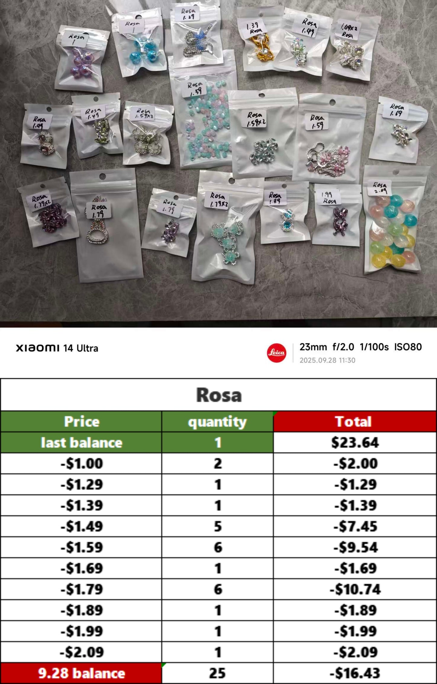 ROSA -pending payment（$-112.33）